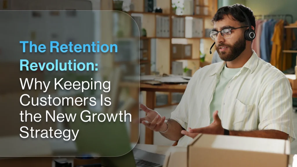 A direct selling professional wearing a headset manages customer service in a retail setting, representing the shift from acquisition to retention strategy in 2026.